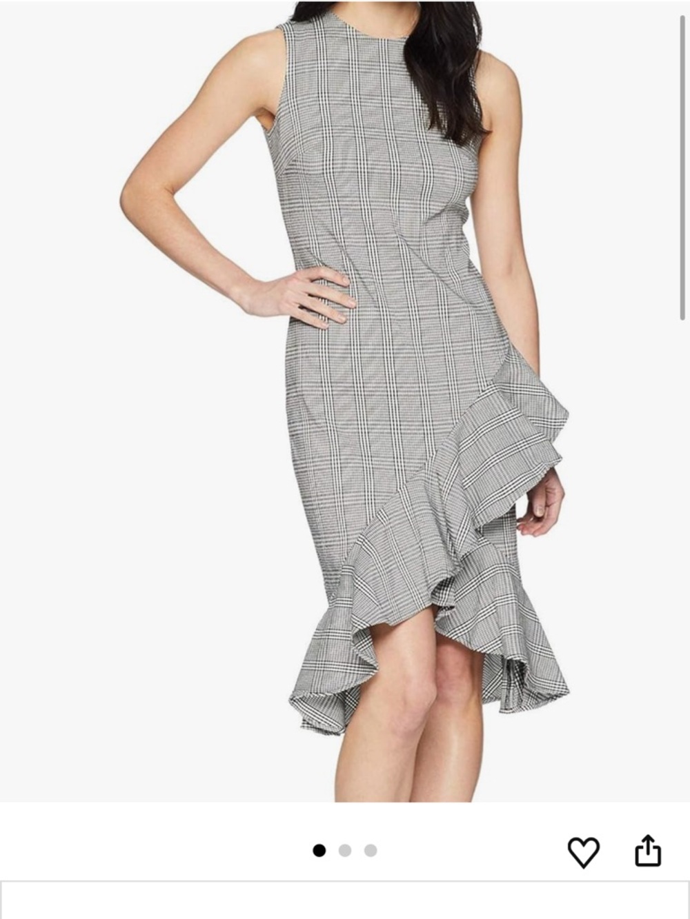 NWT Calvin Klein Houndstooth Asymmetrical Midi Sheath Ruffles Dress Sz 8